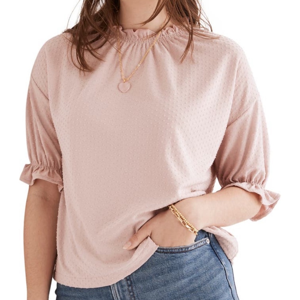 Madewell Texture & Thread Clip Dot Ruffle Top - Picture 2 of 4
